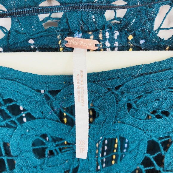 Free People Top Size XS Floral Lace Stripe Balloon - Picture 5 of 9